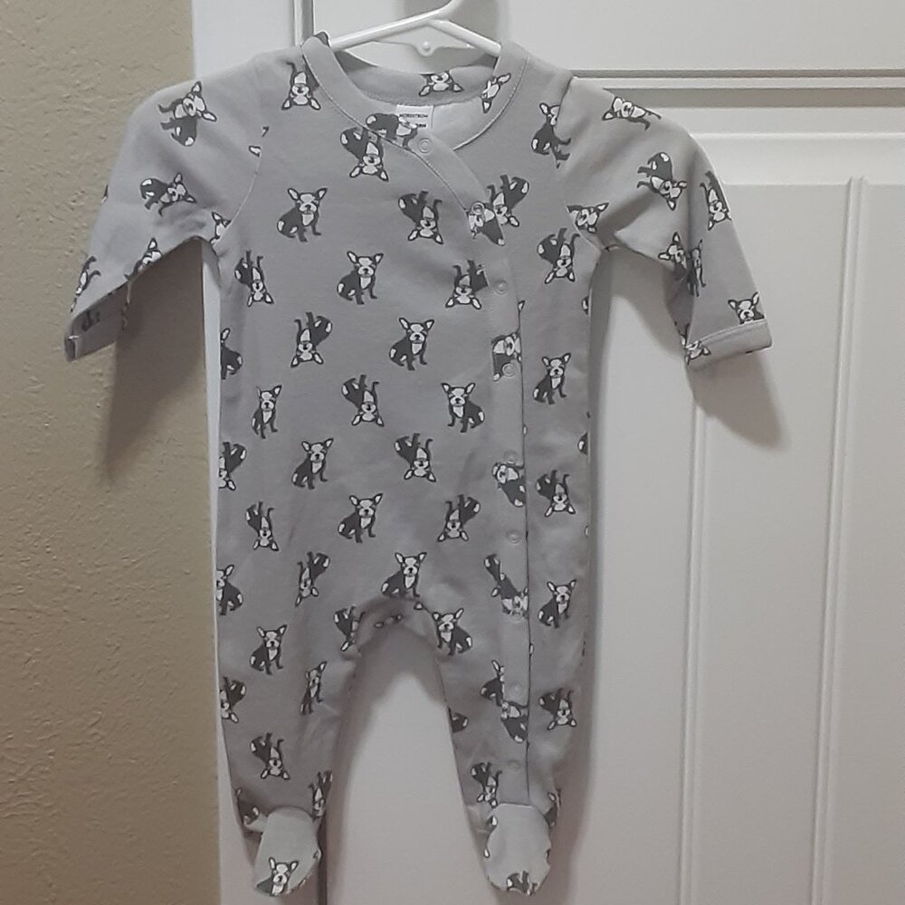 NEWBORN ONE PIECE, FOOTIE,  BULL DOG PRINT